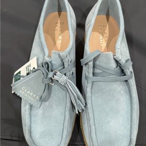 Clarks Women's Light Blue Suede Moccasins